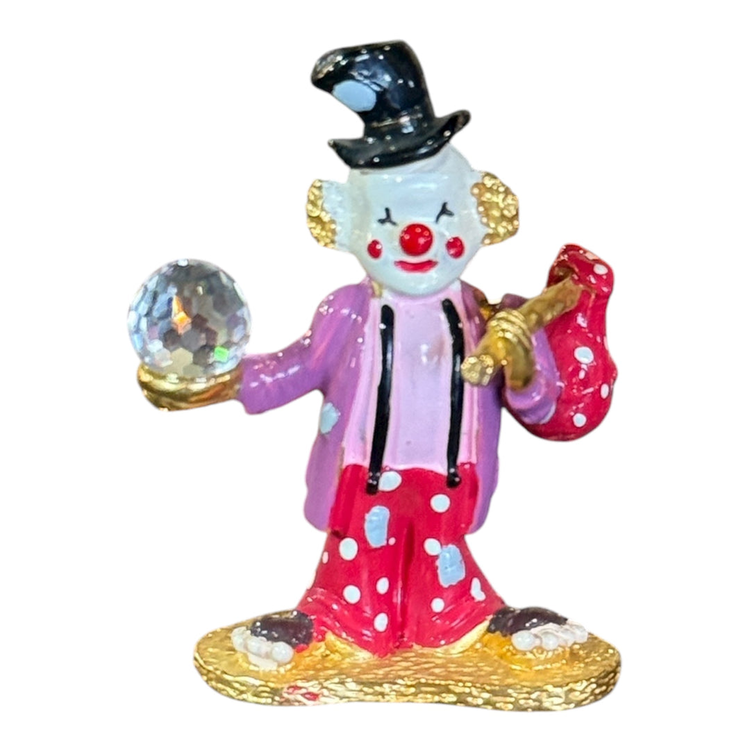 Spoontiques Pewter Clown Hobo Swarovski Crystal Ball Figurine