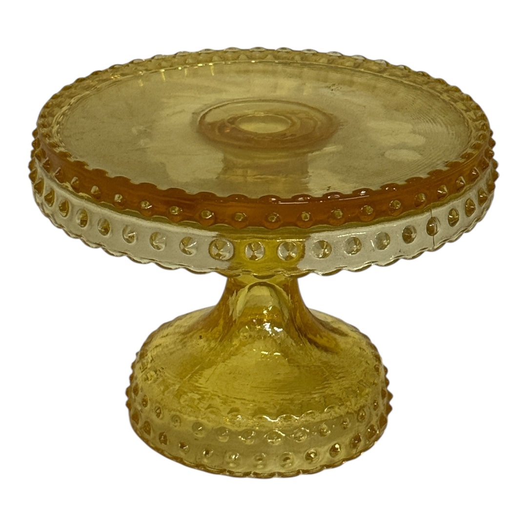 Vintage L.E. Smith Hobail Yellow Cake Pedestal