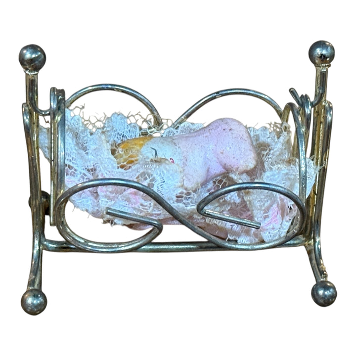 Dollhouse - Brass Cradle with Baby