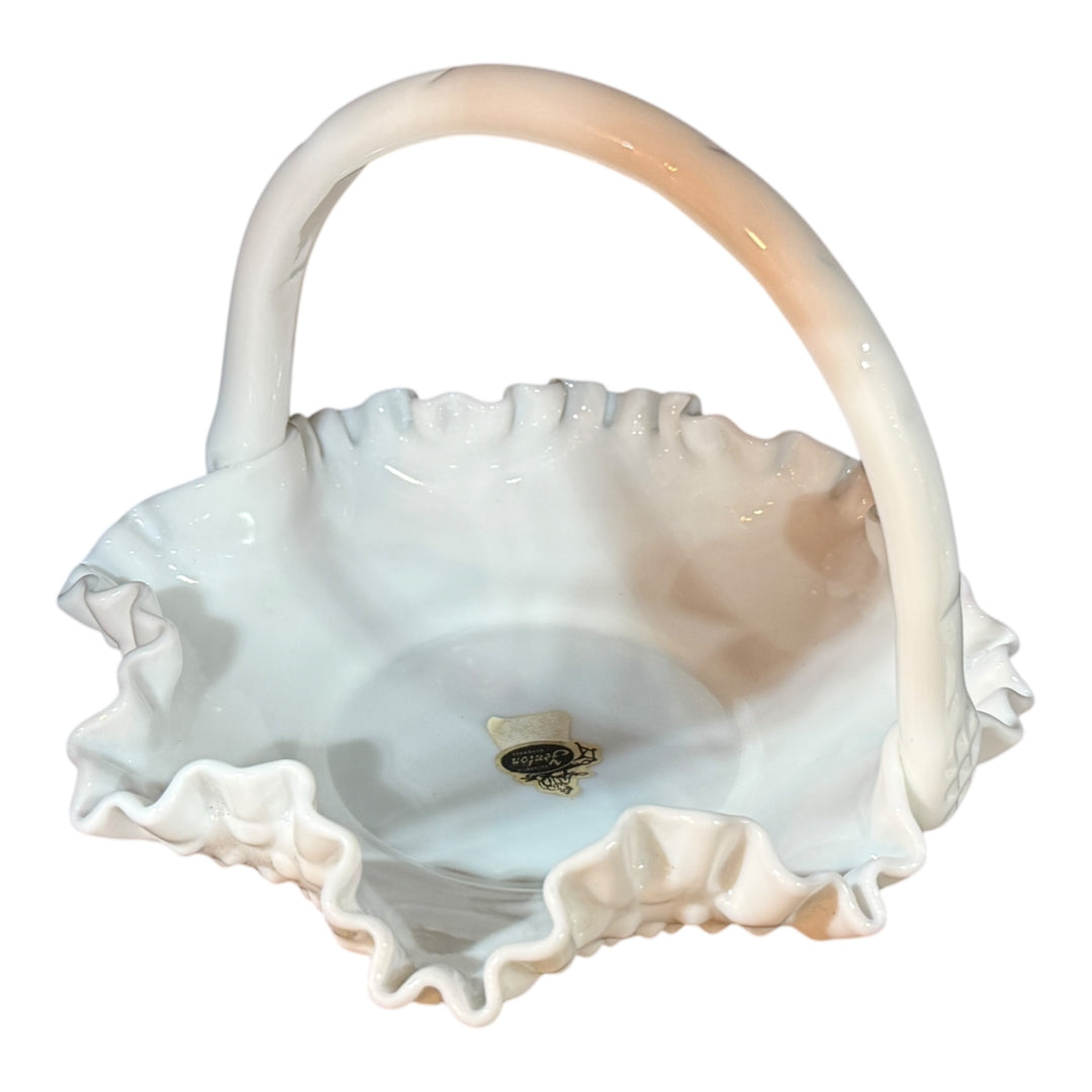 Fenton Hobnail Milk Glass Basket