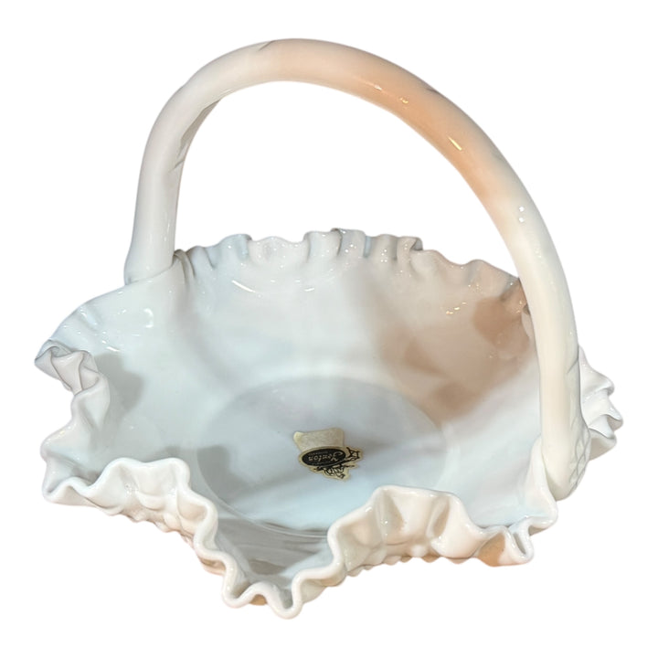 Fenton Hobnail Milk Glass Basket