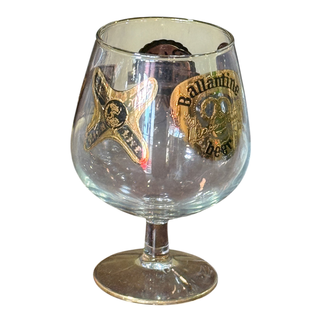 Beer Gold Logo Snifter Glass Schlitz Pabst Lowenbrau Ballantine Miller