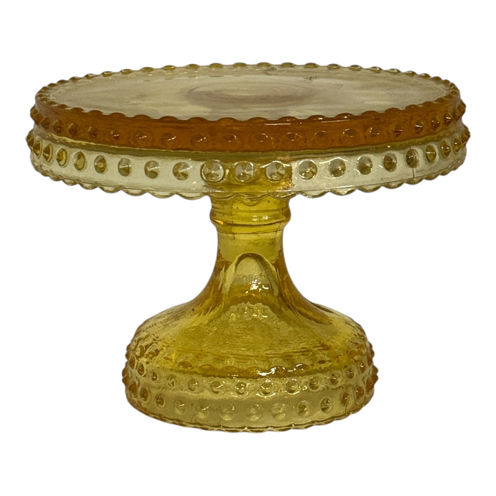 Vintage L.E. Smith Hobail Yellow Cake Pedestal