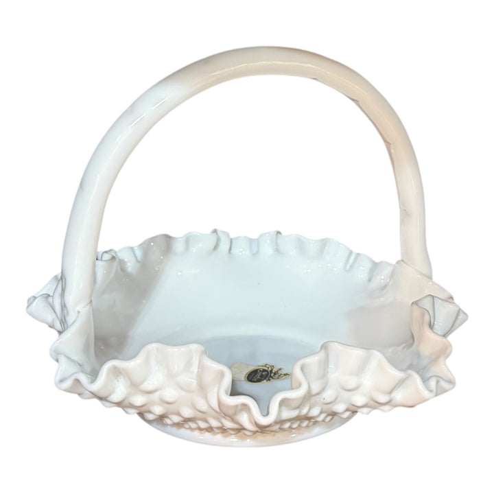 Fenton Hobnail Milk Glass Basket