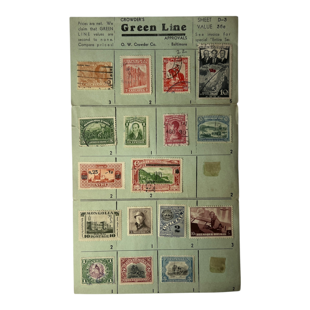 Stamps - Crowder's Green Line Sheet D-3