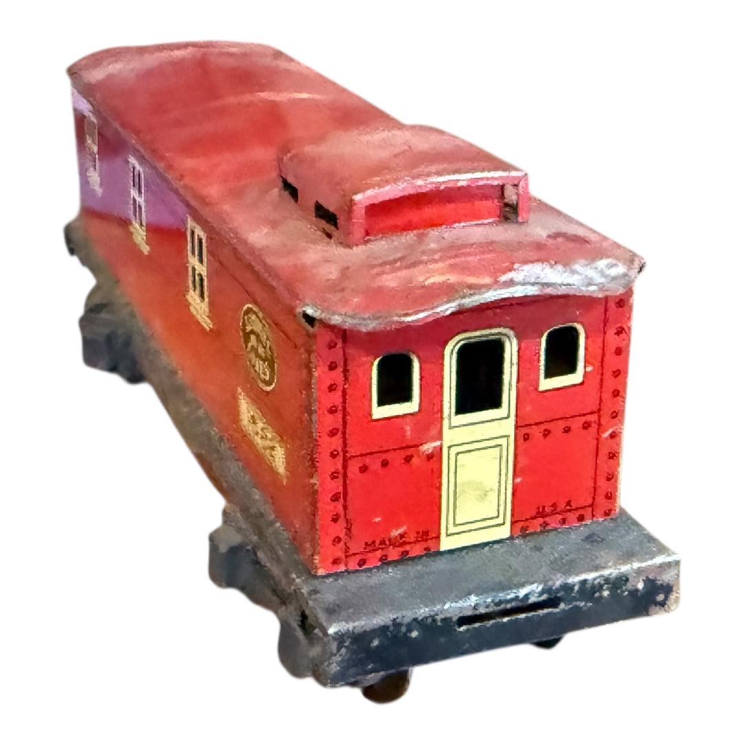 1933 Pre War Lionel Lines Trains Tin Litho Car #1682 Red Caboose Toy