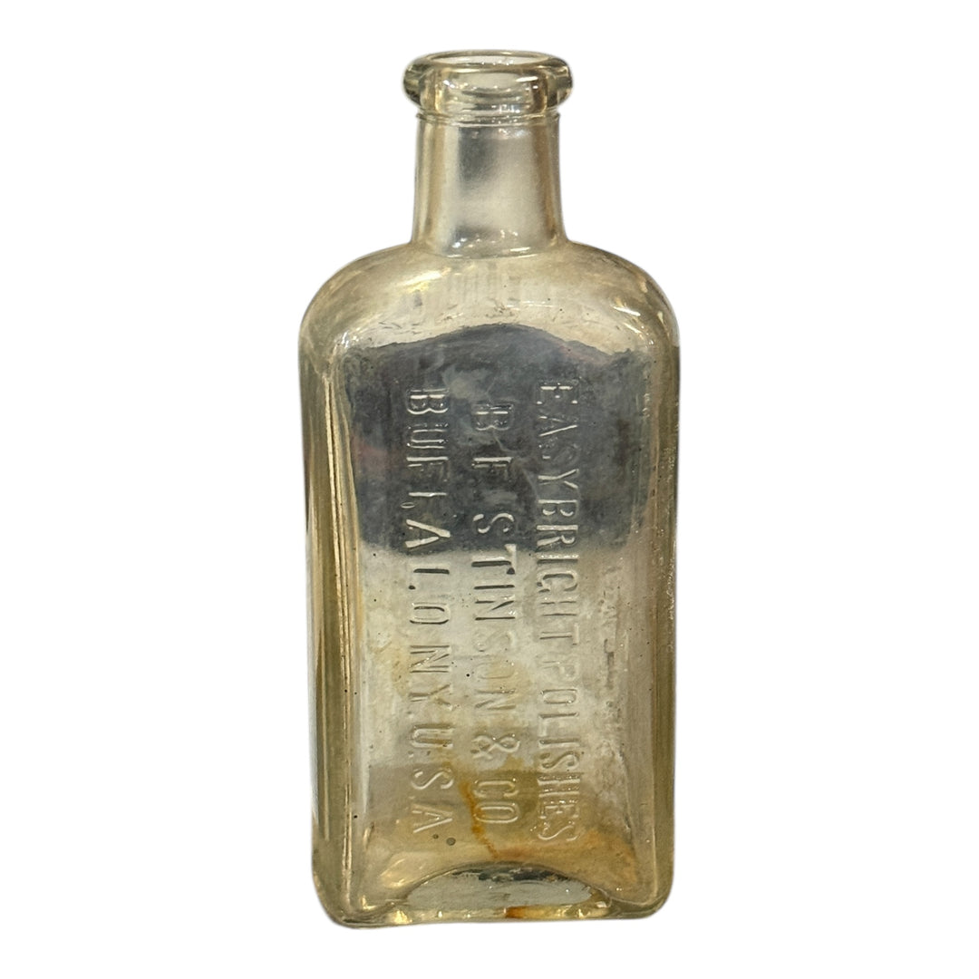 Vintage Easy Bright Polishes BF Stinson Co. Buffalo NY Clear Glass Bottle
