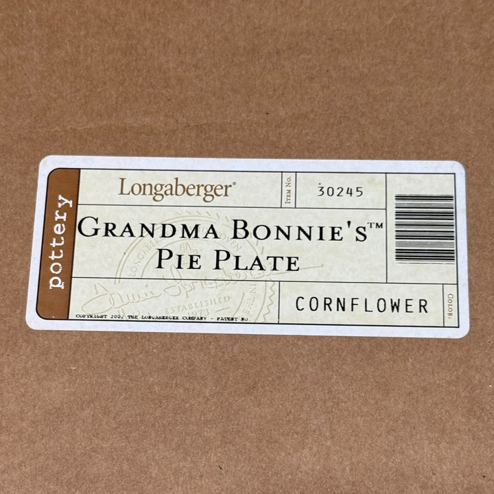 Longaberger Pottery Cornflower Blue Woven Traditions Pie Plate