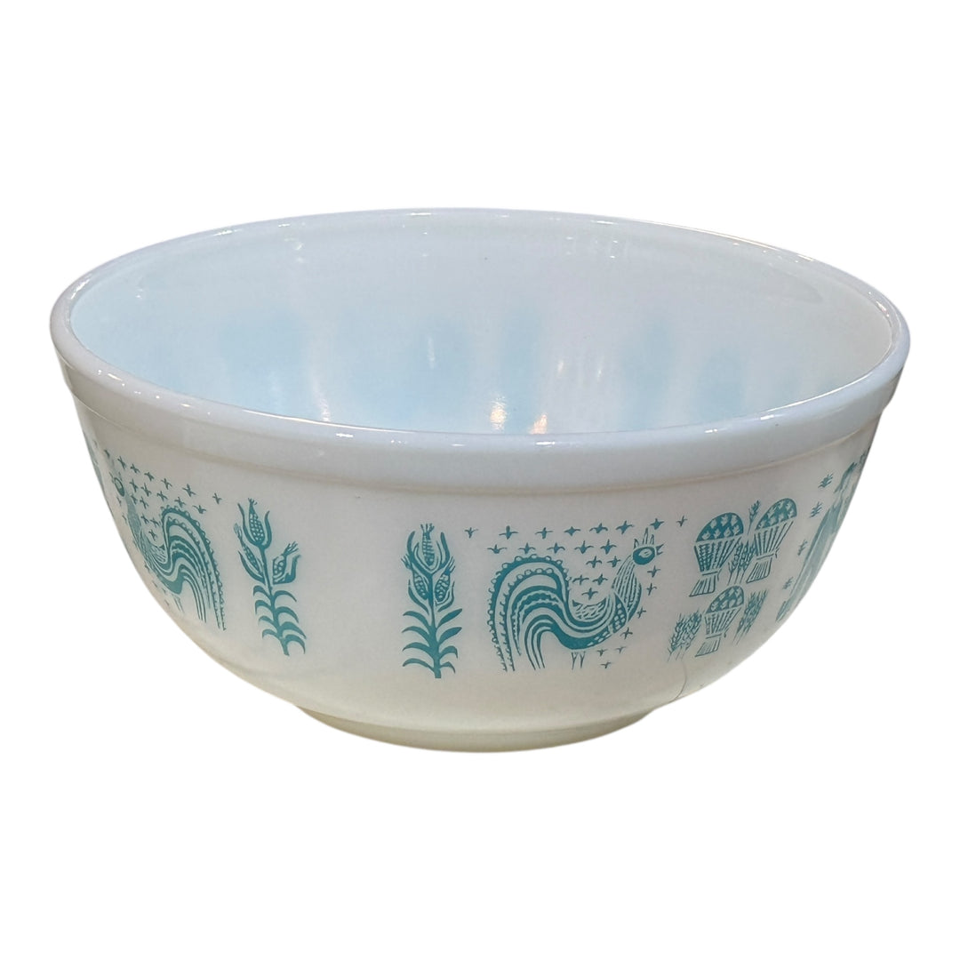 Vintage Pyrex Blue Turquoise Butterprint Rooster 2.5 Qt 403 Nesting Mixing Bowl