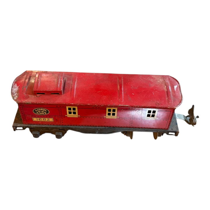 1933 Pre War Lionel Lines Trains Tin Litho Car #1682 Red Caboose Toy