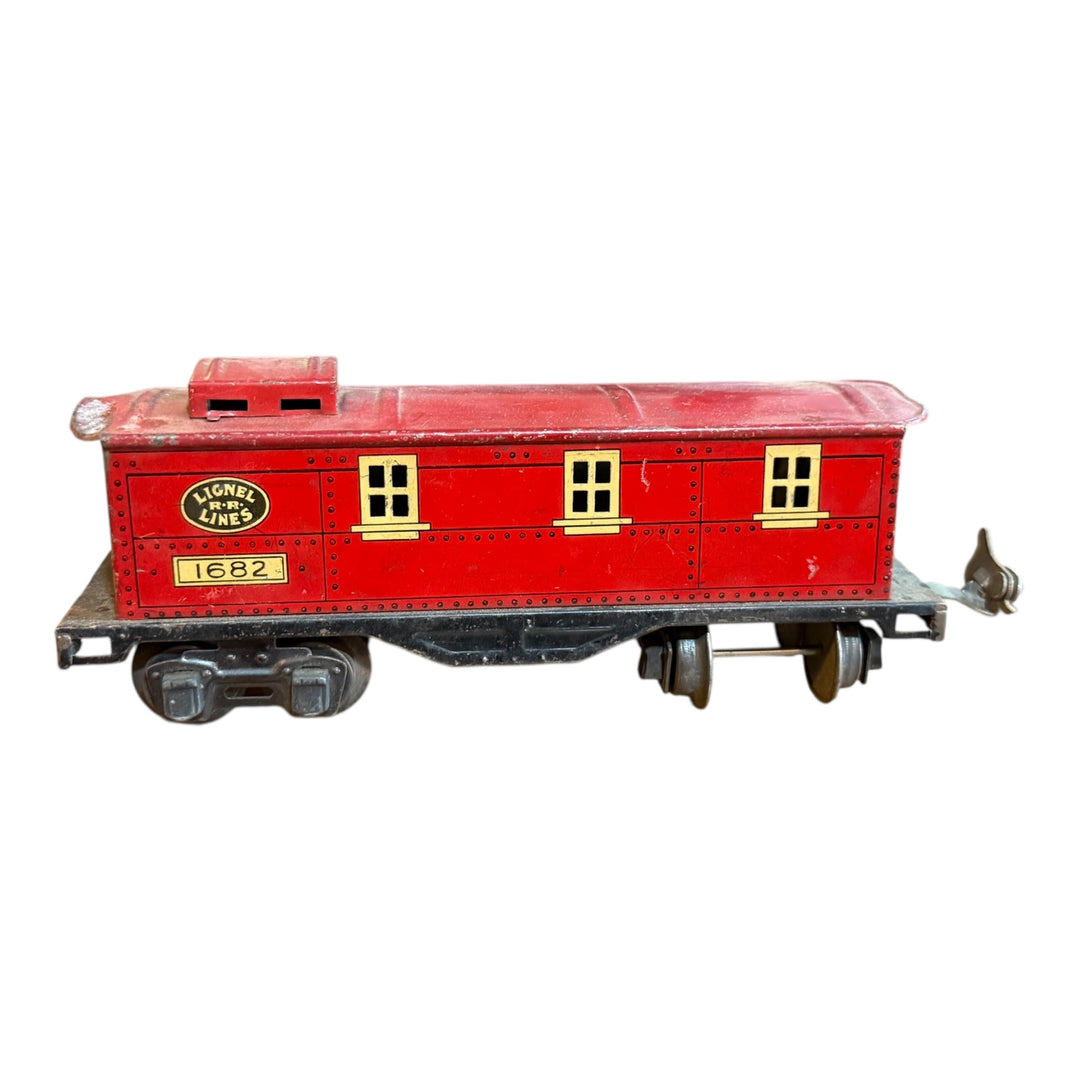 1933 Pre War Lionel Lines Trains Tin Litho Car #1682 Red Caboose Toy