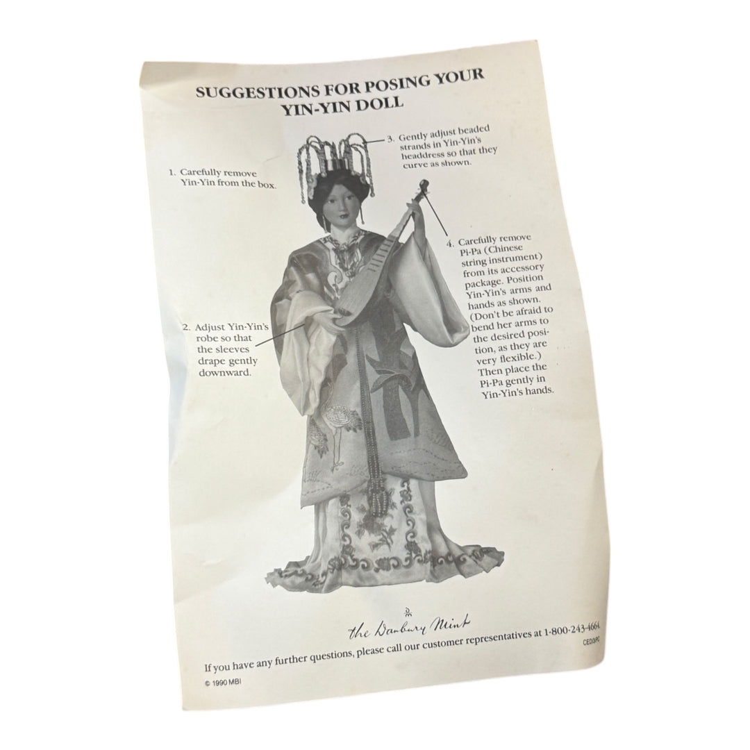 Dolls - Danbury Mint 20" Bride Splenders of Imperial China~YIN YIN~Mandolin/Stand