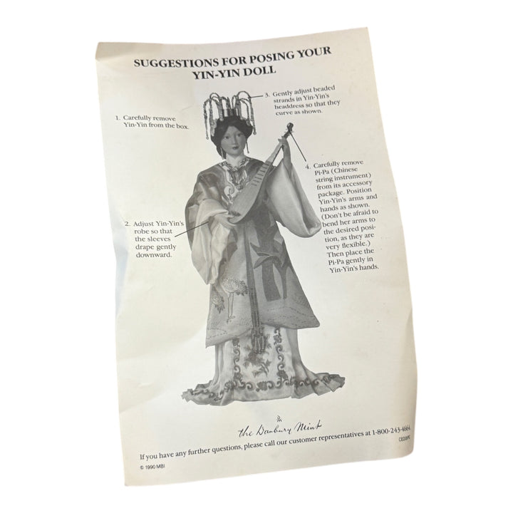 Dolls - Danbury Mint 20" Bride Splenders of Imperial China~YIN YIN~Mandolin/Stand