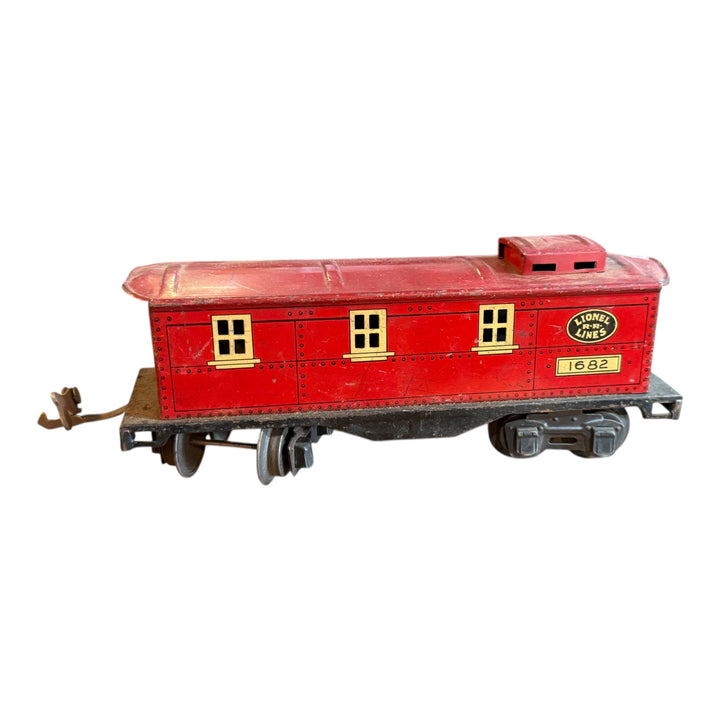 1933 Pre War Lionel Lines Trains Tin Litho Car #1682 Red Caboose Toy