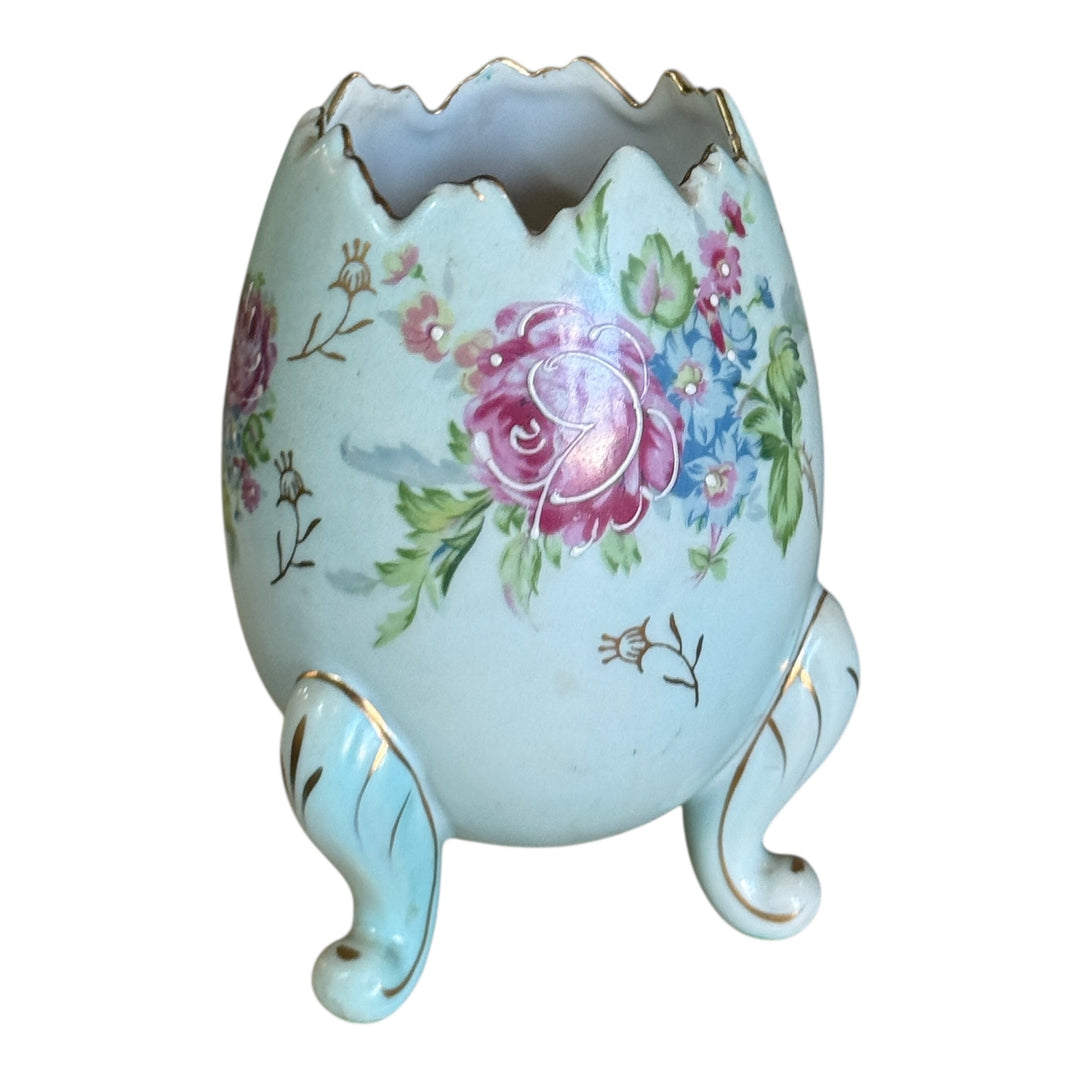 Vintage Napco Japan Blue Porcelain Cracked Egg Vase