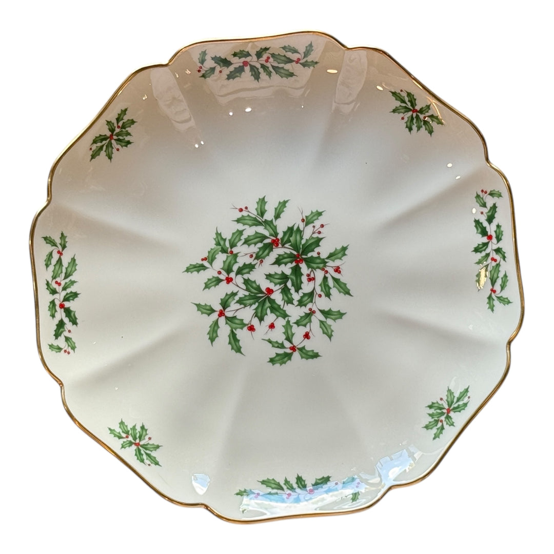 Lenox Flat Scalloped Cake Plate Holiday
