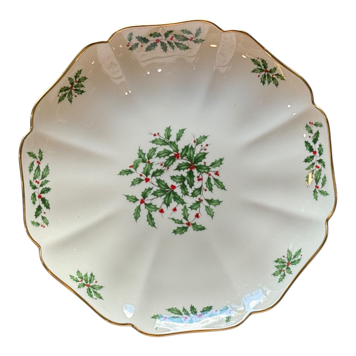 Lenox Flat Scalloped Cake Plate Holiday