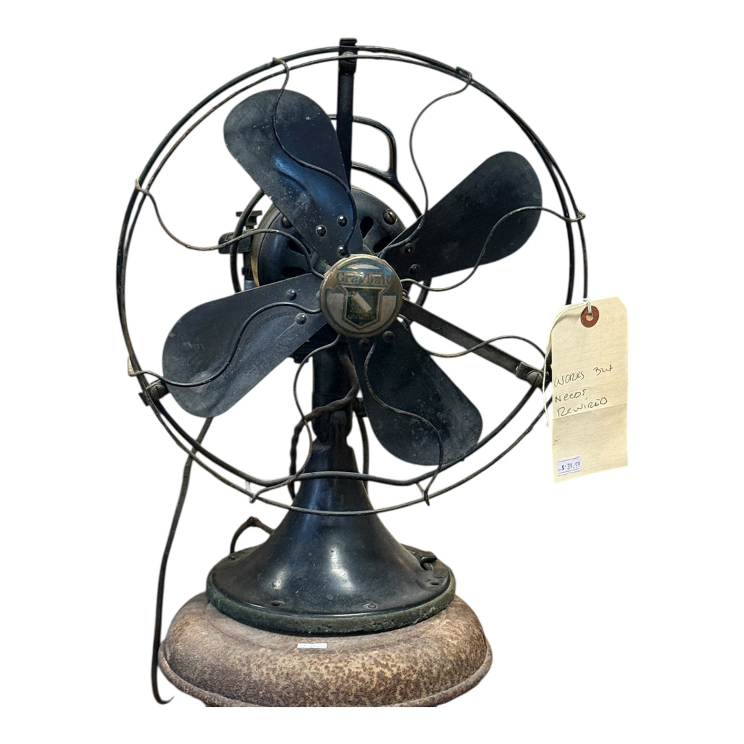Antique GE Graybar Brass Blade Fan Oscillating 16"  PICKUP ONLY