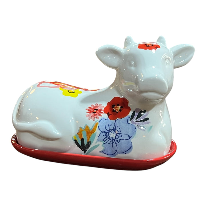 The Pioneer Woman Flea Market Florals Decorated Cow Butter Dish