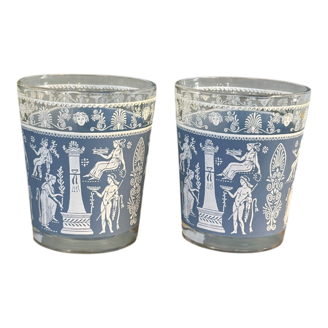 1960s MCM Jeanette Glass Wedgewood Greek Corinthian Glasses 6oz