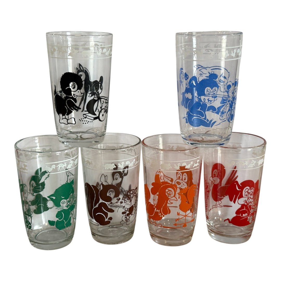 Vintage Hazel Atlas Swanky Swigs Kids Juice Glasses