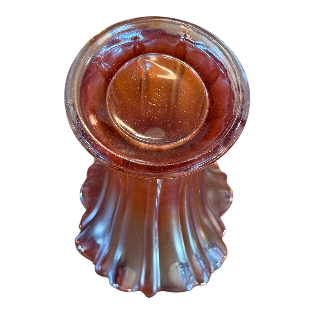 Vintage Vintage Fat Ribbed Marigold Carnival Glass Vase