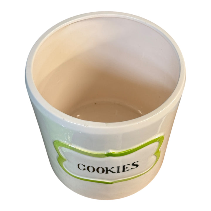 Hand Painted Ceramic Green Bonnet Top Cookie Jar