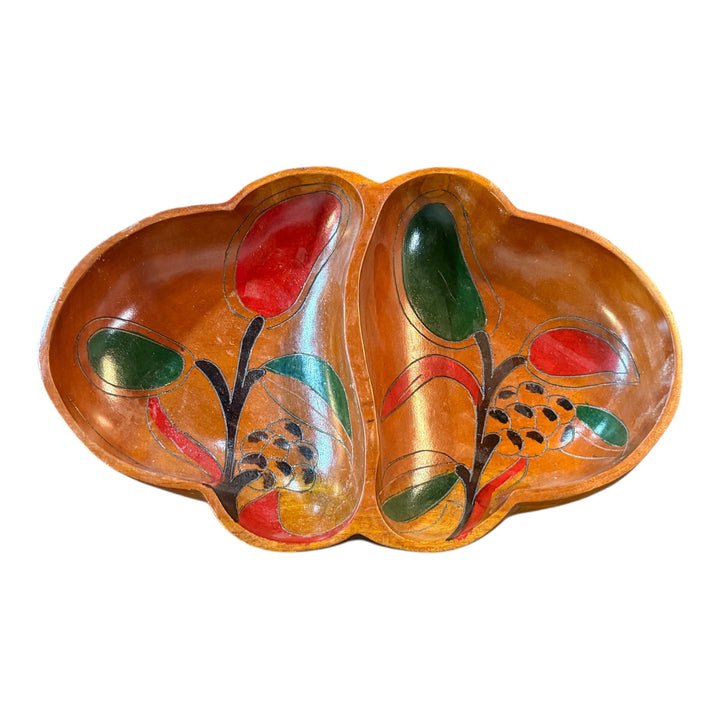 Hand Painted Divided Wooden Bowl