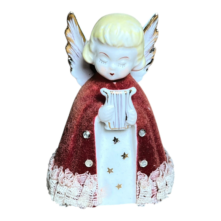 Ceramic Angel Flocked With Harp