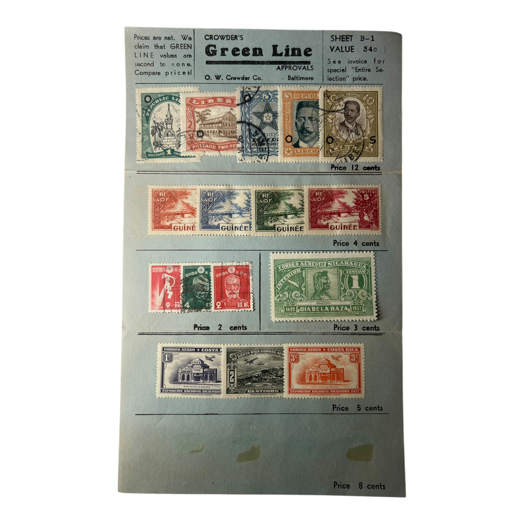 Stamps - Crowder's Green Line Sheet B-1