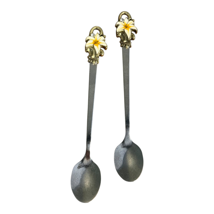 Floral Ceramic Mugs with Spoon, Set of 2