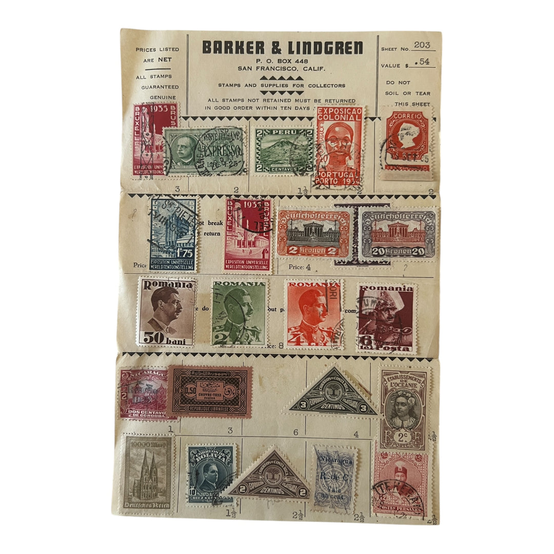 Stamps - Barker & Lindgren Sheet No 203
