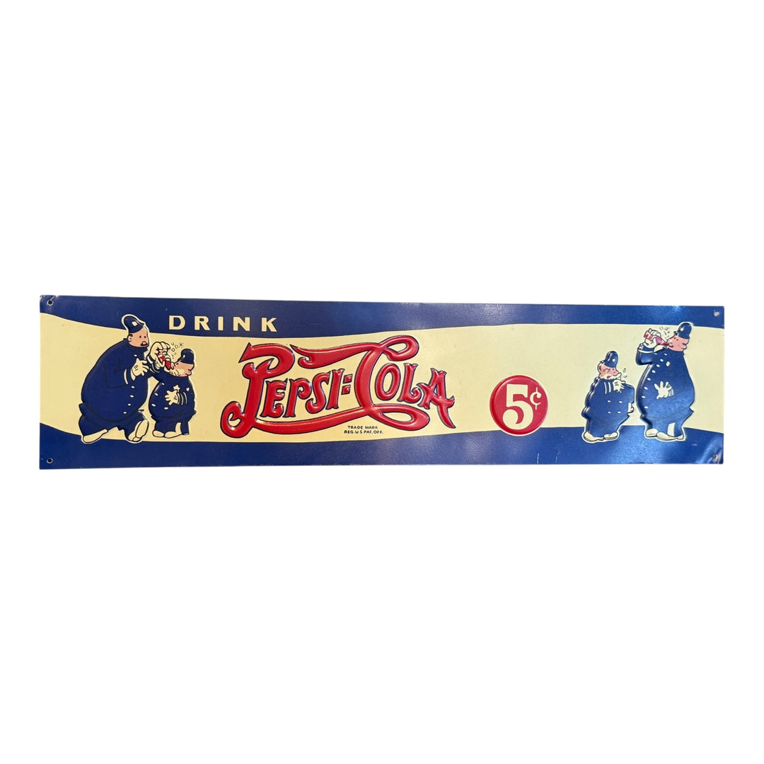 Vintage 1940s Pepsi Cola Embossed Advertising Sign