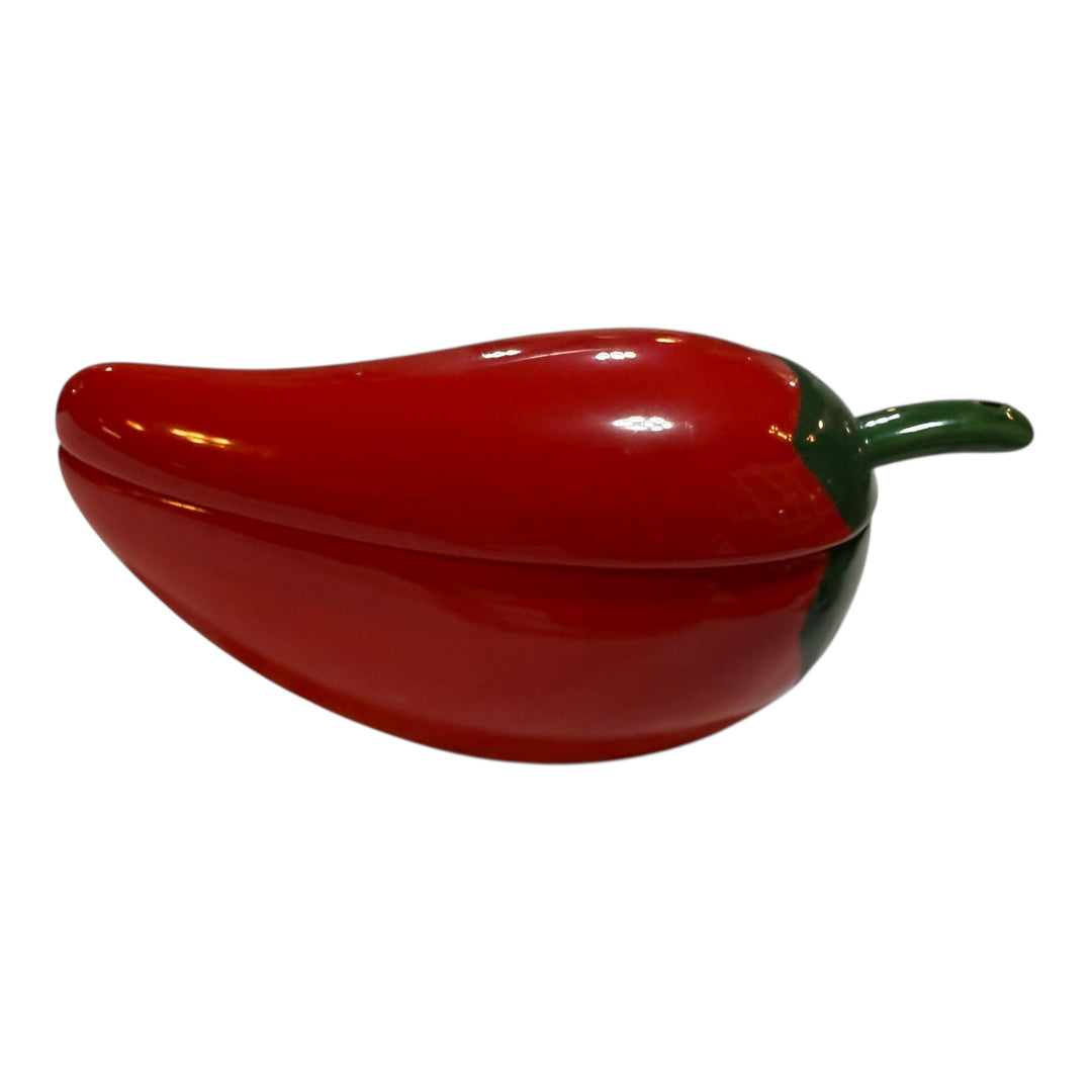 Vintage Ceramic Red Chilli Pepper Salsa Serving Bowl