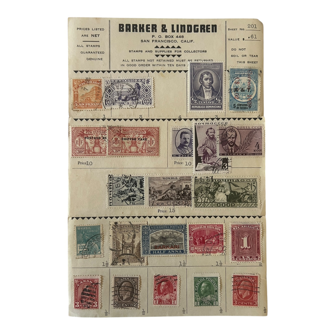 Stamps - Barker & Lindgren Sheet No 201