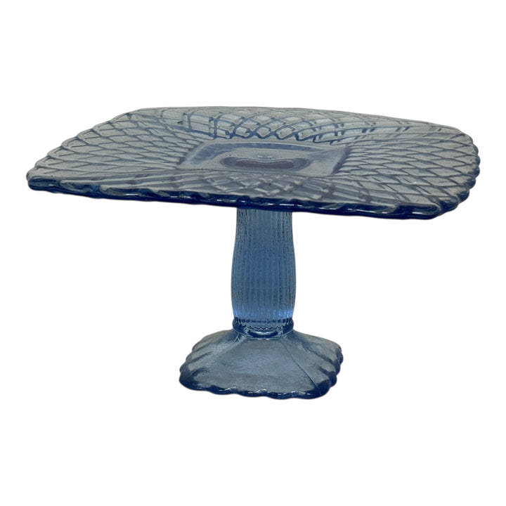Vintage L. E. Smith Blue Square Cake Pedestal
