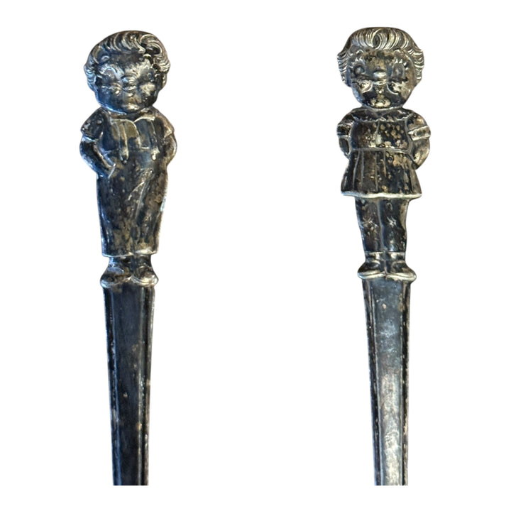 Vintage CAMBELL'S SOUP 6" Girl & Boy Silver Plated Spoons