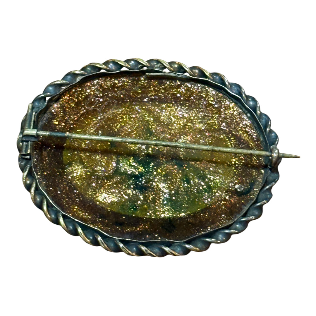 Micro Mosaic Brooch - Brass Metal Backing