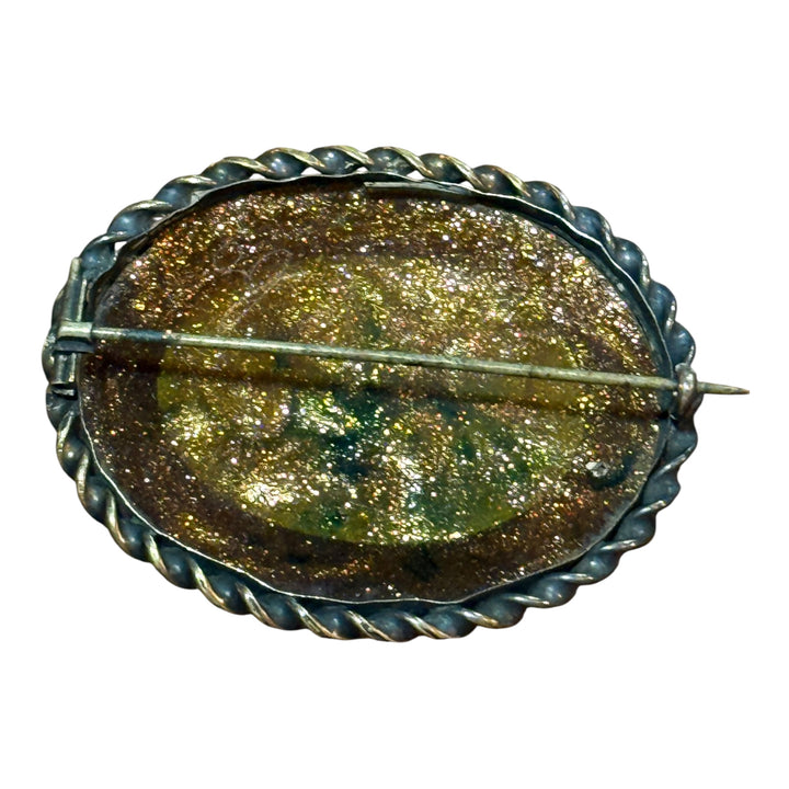 Micro Mosaic Brooch - Brass Metal Backing