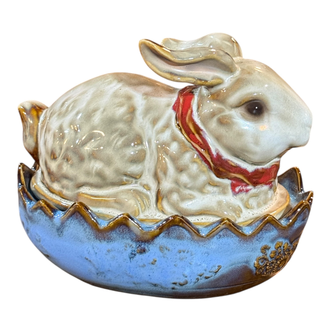Country Style Ceramic Bunny on a Nest