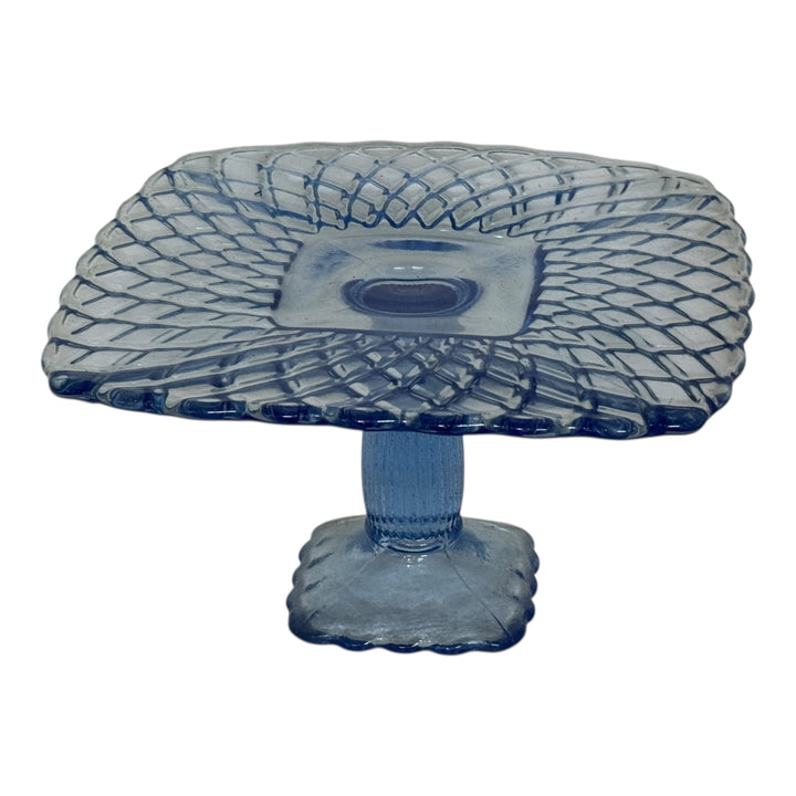 Vintage L. E. Smith Blue Square Cake Pedestal