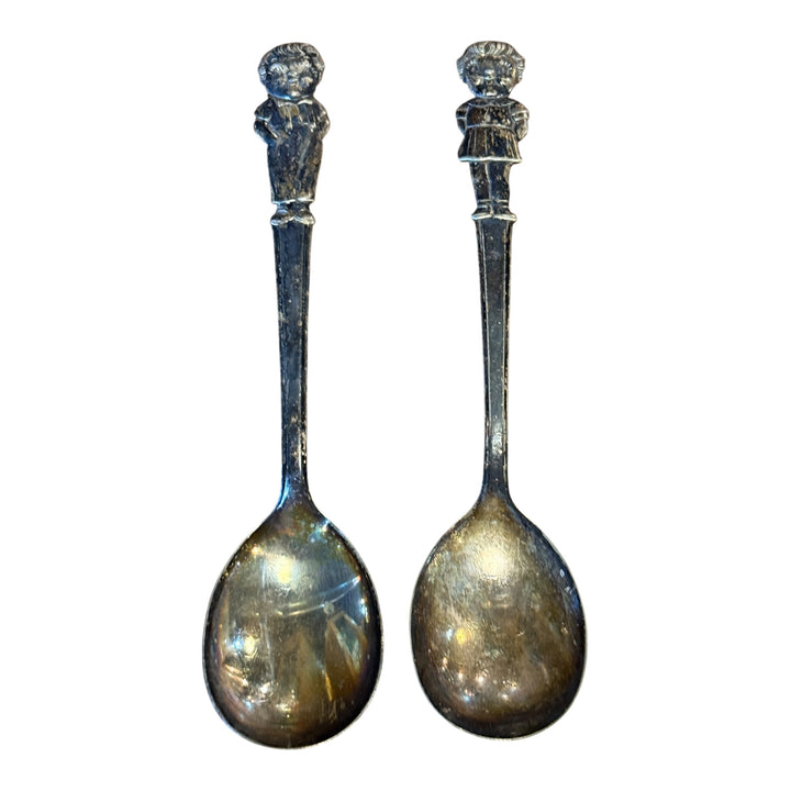 Vintage CAMBELL'S SOUP 6" Girl & Boy Silver Plated Spoons