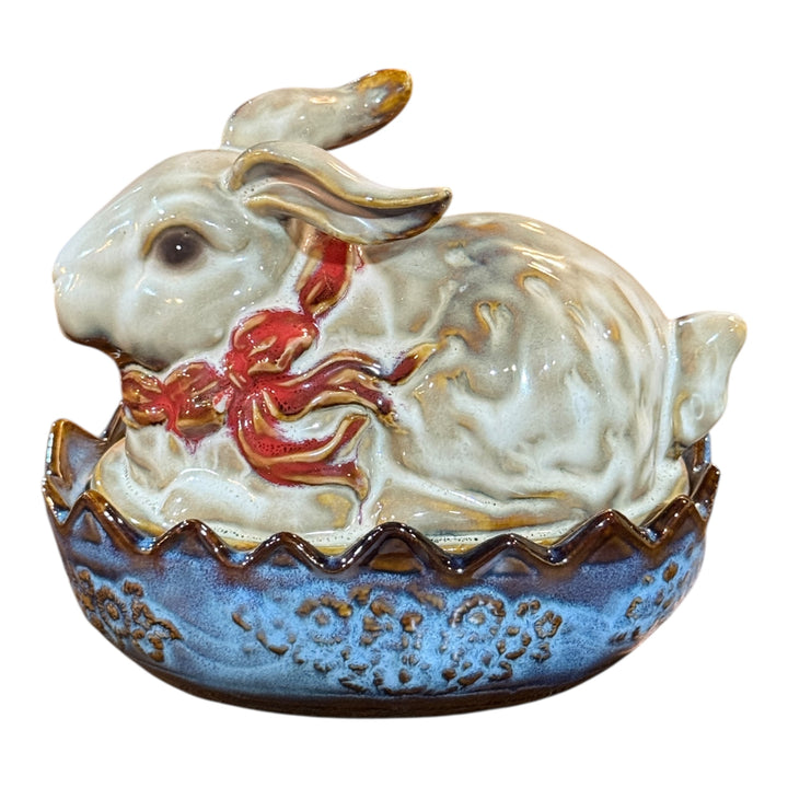 Country Style Ceramic Bunny on a Nest