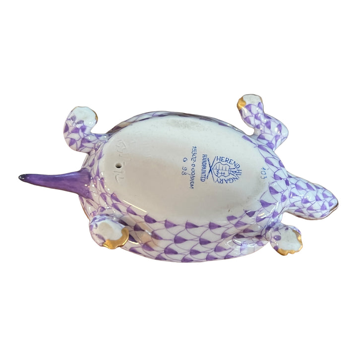 Herend Hungary - Fishnet Purple Turtle 4"