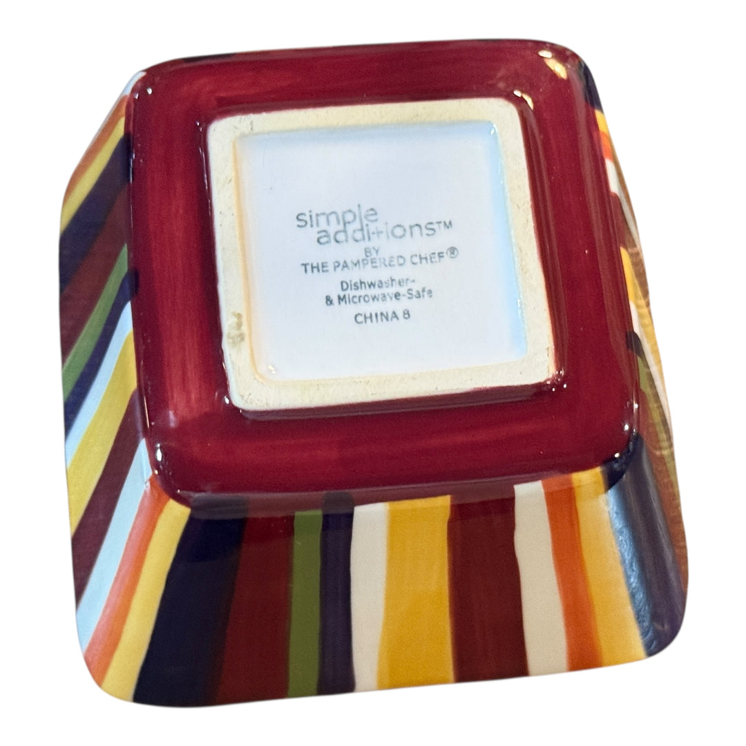 Pampered Chef Simple Additions Stripes Small Square Bowls with Caddy