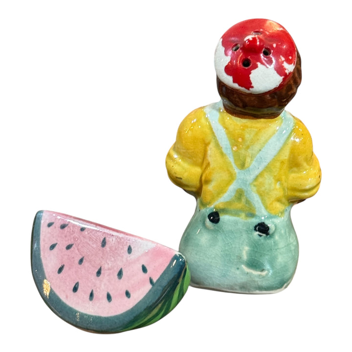 Black Americana Boy With Watermelon Salt Pepper Shakers