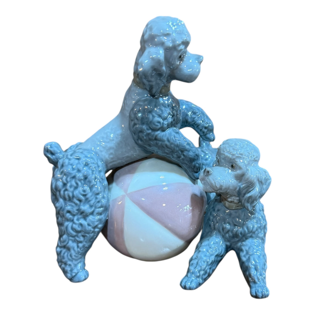 Retired #1258 LLADRO " Playful Dogs " Gray Poodles