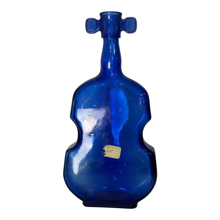 Vintage Cobalt Blue Glass Bass Fiddle Shaped Bottle Decanter