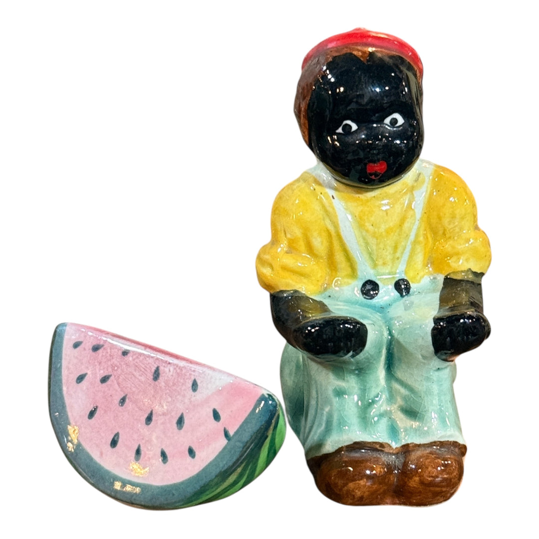 Black Americana Boy With Watermelon Salt Pepper Shakers