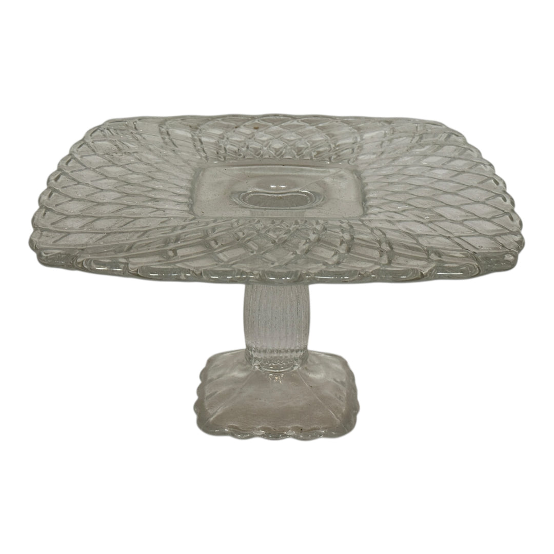 Vintage L. E. Smith Clear Square Cake Pedestal